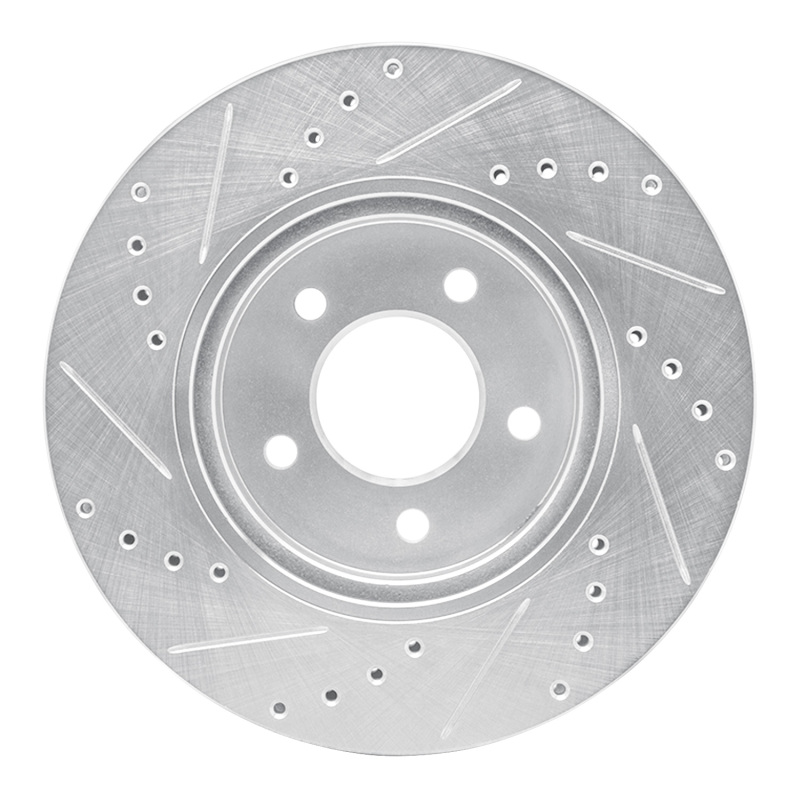Ford Escape Brake Rotor (1) - Front Right - DFC - Drilled & Slotted, Zinc Plated - Silver - `05-`12
