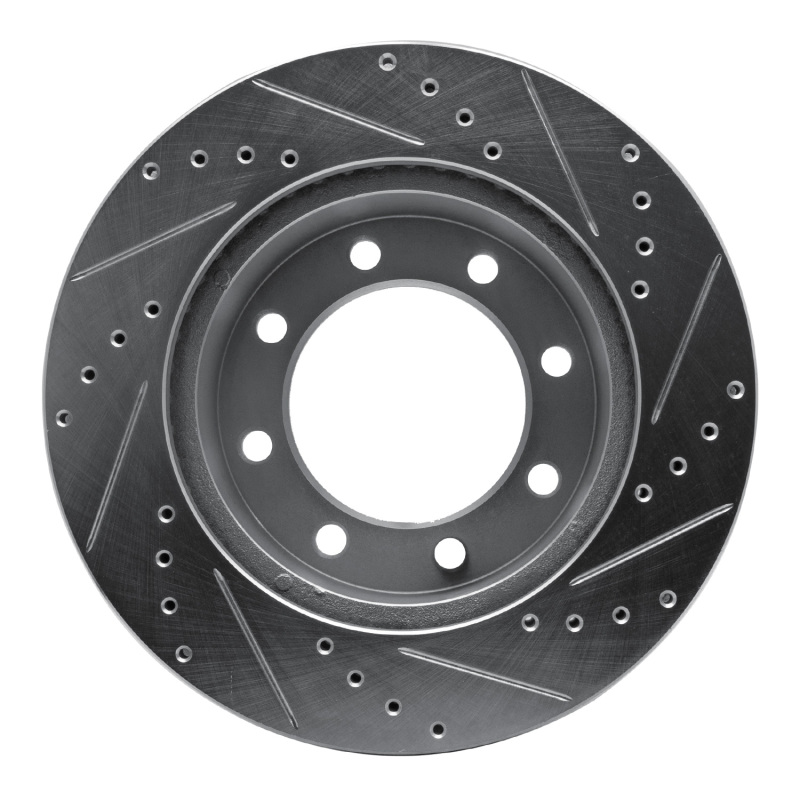 Ford F-350 Super Duty Brake Rotor (1) - Front Left - DFC - Drilled & Slotted - Silver - `05-`12