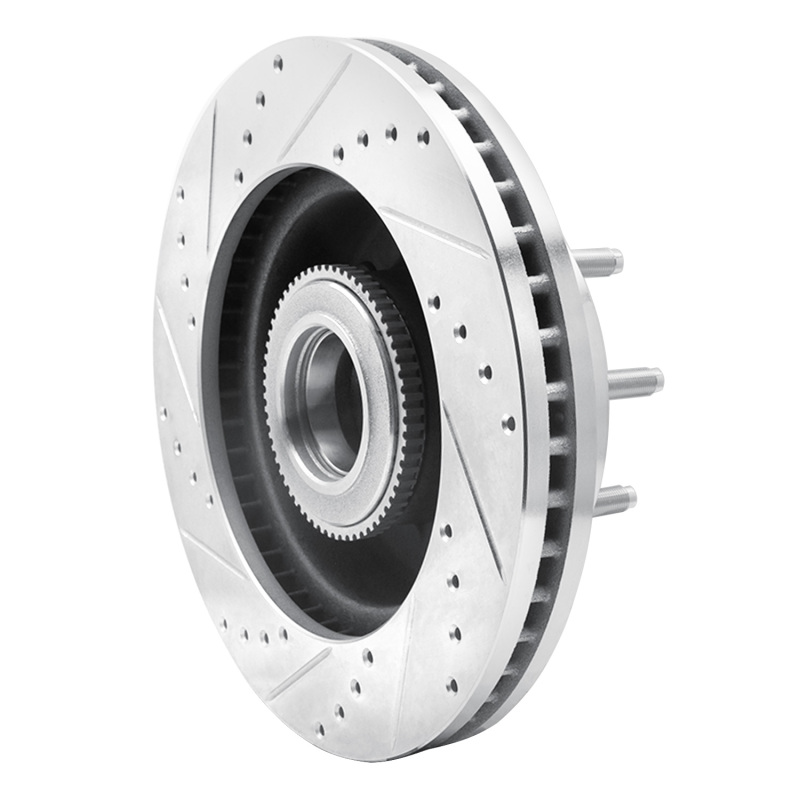 Ford F-250 Super Duty Brake Rotor (1) - Front Right - DFC - Drilled & Slotted - Silver - `05-`07