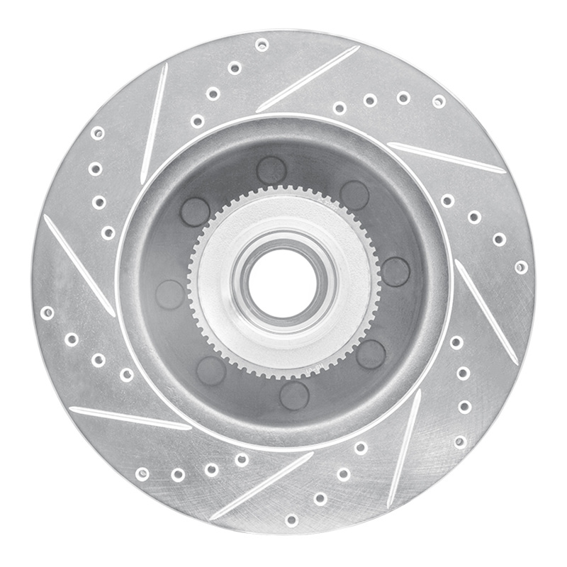 Ford F-250 Super Duty Brake Rotor (1) - Front Right - DFC - Drilled & Slotted - Silver - `05-`07