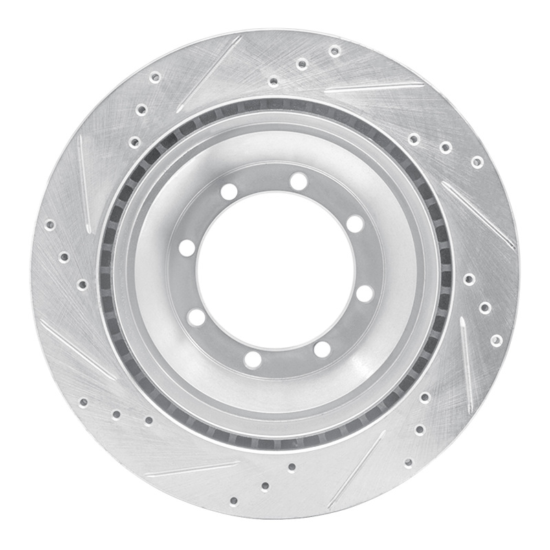 Ford E-Super Duty Brake Rotor (1) - Rear Right - DFC - Drilled & Slotted - Silver - `08-`20