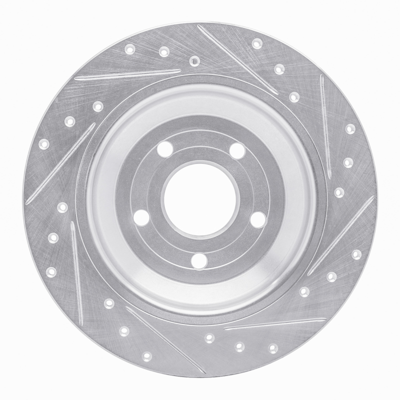 Ford Focus Brake Rotor (1) - Rear Left - DFC - Drilled & Slotted - Silver - `16-`25