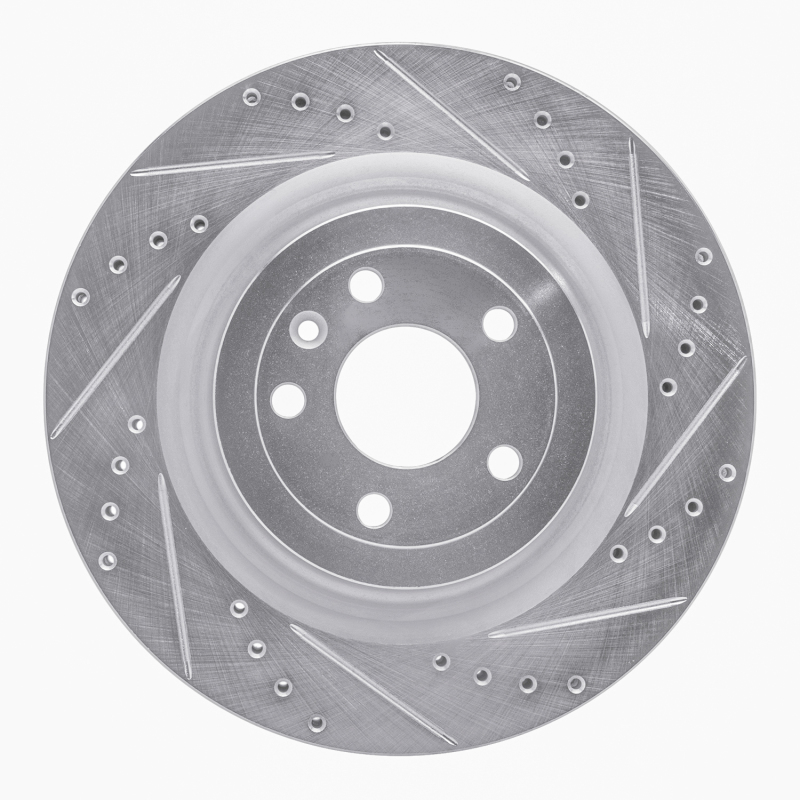 Ford Taurus SHO Brake Rotor (1) - Front Right - DFC - Drilled & Slotted - Silver - `13-`19