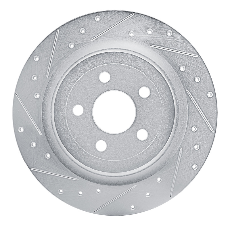 Ford Mustang Mach-E Brake Rotor (1) - Rear Left - DFC - Drilled & Slotted - Silver - `21-`25