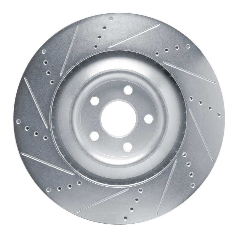 Ford Mustang Mach-E Brake Rotor (1) - Front Right - DFC - Drilled & Slotted - Silver - `21-`25