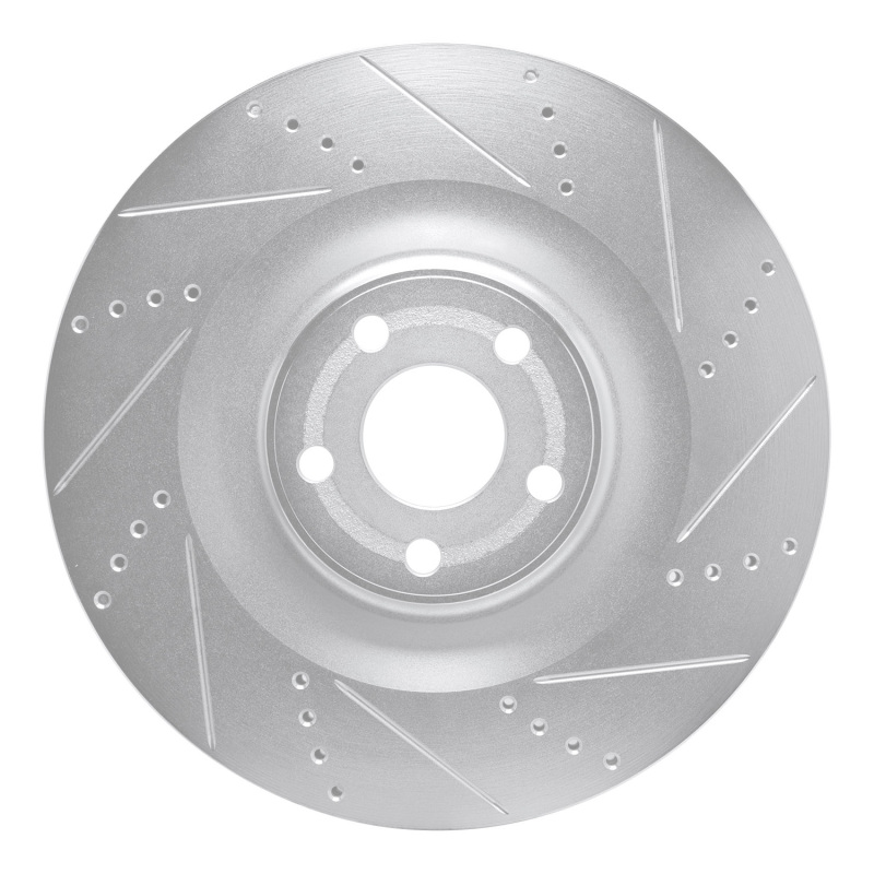 Ford Mustang Mach-E Brake Rotor (1) - Front Right - DFC - Drilled & Slotted - Silver - `21-`25