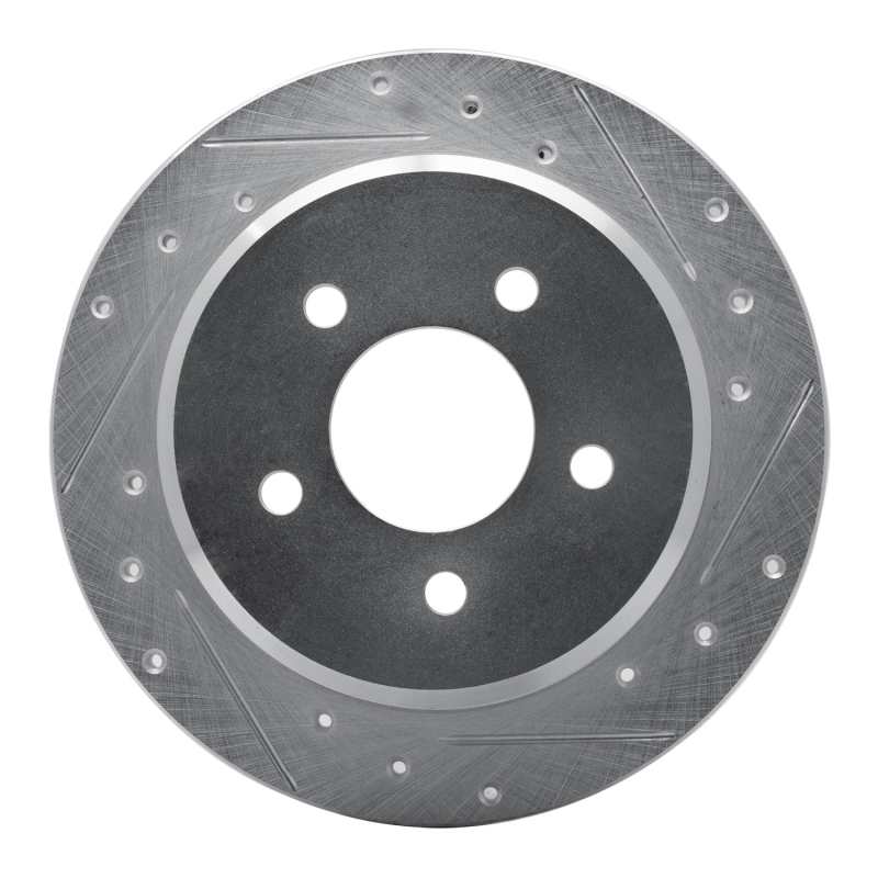 Ford Crown Victoria Brake Rotor (1) - Rear Right - DFC - Drilled & Slotted - Silver - `96-`02