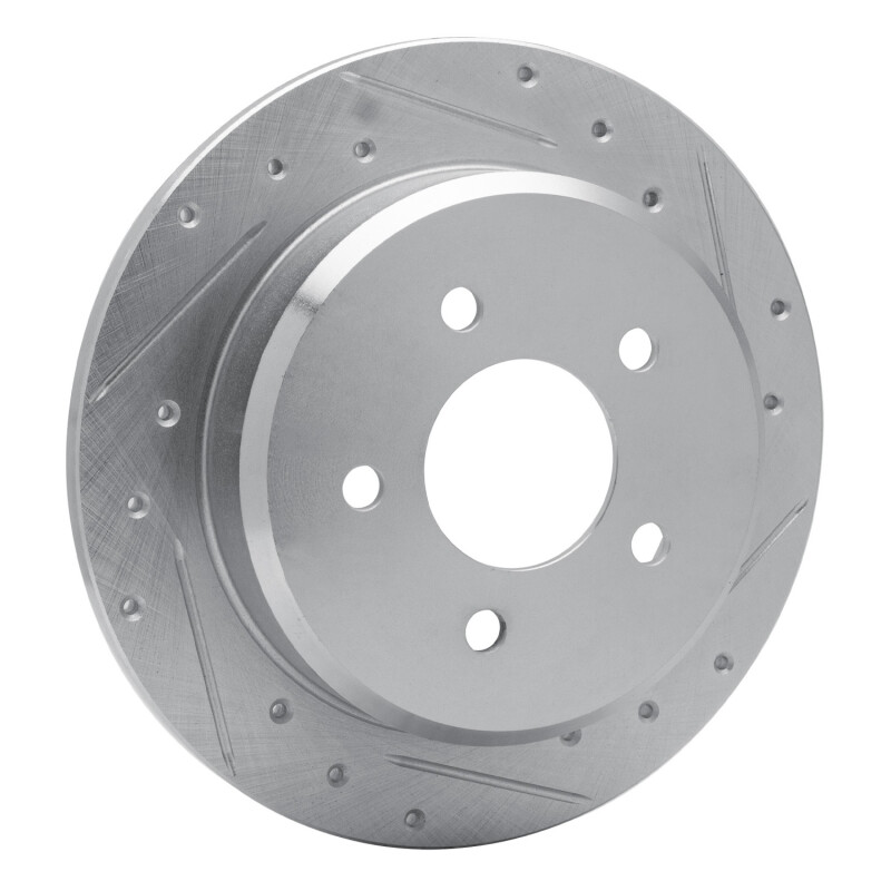 Ford Crown Victoria Brake Rotor (1) - Rear Right - DFC - Drilled & Slotted - Silver - `96-`02