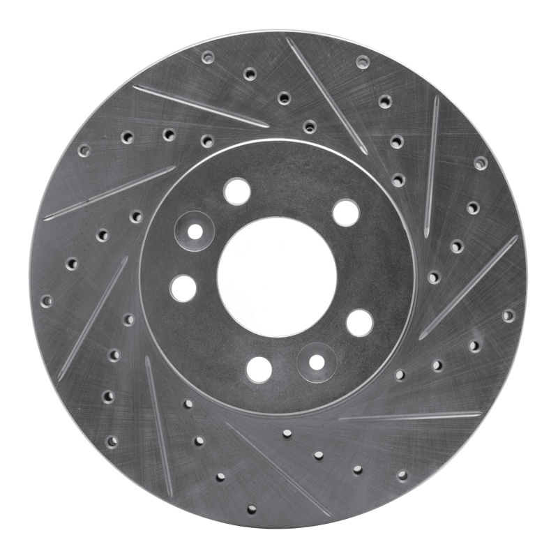Ford Crown Victoria Brake Rotor (1) - Front Right - DFC - Drilled & Slotted - Silver - `98-`02