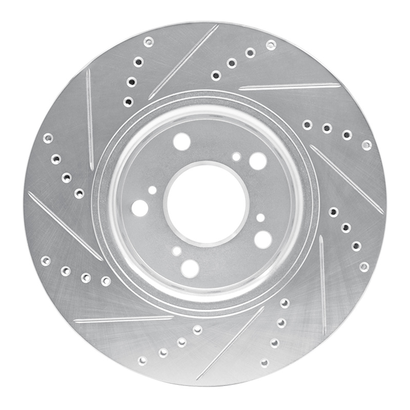 Acura RLX Brake Rotor (1) - Front Right - DFC - Drilled & Slotted - Silver - `14-`20