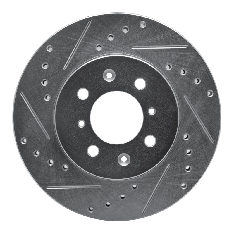 Acura INTEGRA Brake Rotor (1) - Front Left - DFC - Drilled & Slotted - Silver - `90-`17