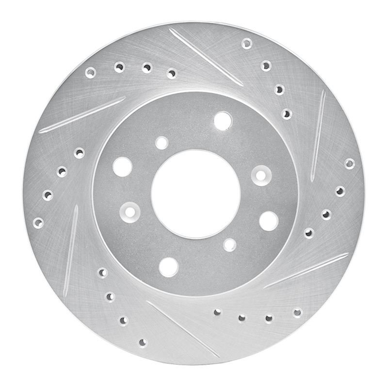 Acura CL Brake Rotor (1) - Front Right - DFC - Drilled & Slotted - Silver - `98-`02