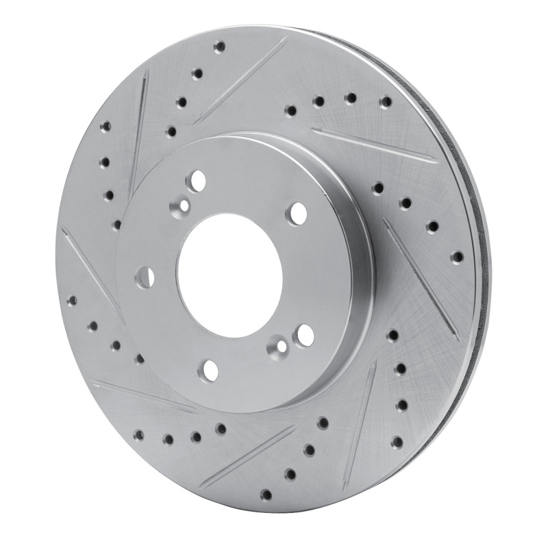 Acura TL Brake Rotor (1) - Front Left - DFC - Drilled & Slotted, Zinc Plated - Silver - `91-`01