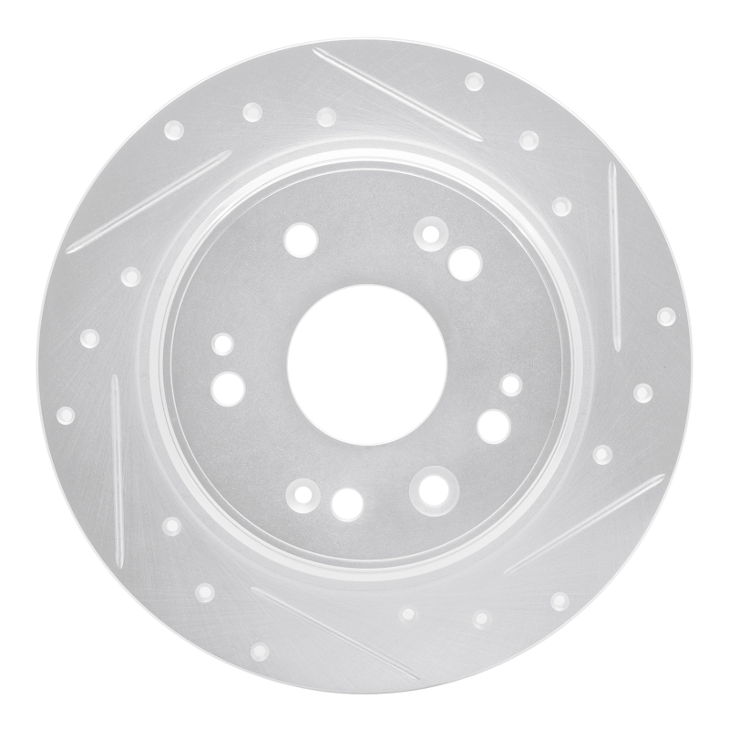Honda CR-V Brake Rotor (1) - Rear Right - DFC - Drilled & Slotted - Silver - `02-`04