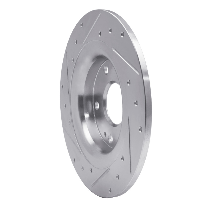 Honda Civic Coupe Brake Rotor (1) - Rear Right - DFC - Drilled & Slotted - Silver - `17-`20