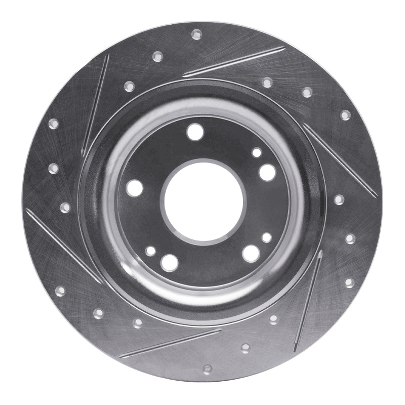 Honda Civic Coupe Brake Rotor (1) - Rear Right - DFC - Drilled & Slotted - Silver - `17-`20