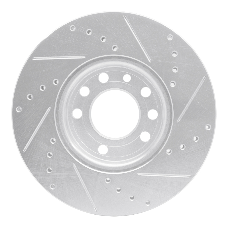 Cadillac BLS Brake Rotor (1) - Front Left - DFC - Drilled & Slotted - Silver - `03-`11