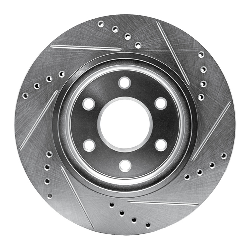 Nissan Frontier Brake Rotor (1) - Front Left - DFC - Drilled & Slotted - Silver - `05-`25