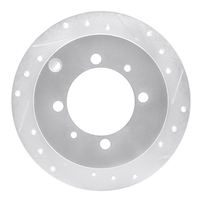 Dodge Colt Brake Rotor (1) - Rear Right - DFC - Drilled & Slotted - Silver - `92-`04