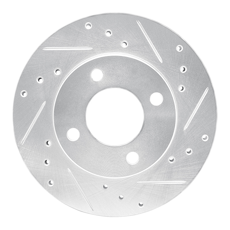 Dodge Colt Brake Rotor (1) - Front Right - DFC - Drilled & Slotted - Silver - `92-`00