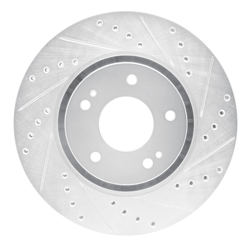 Mitsubishi Lancer Brake Rotor (1) - Front Right - DFC - Drilled & Slotted - Silver - `09-`15