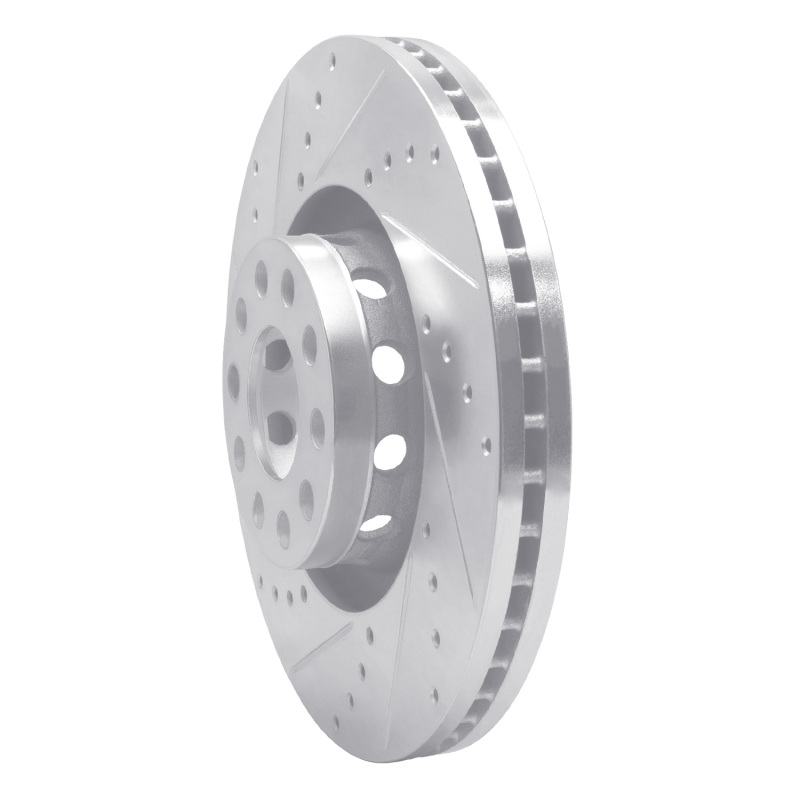 Audi A8 Brake Rotor (1) - Front Left - DFC - Drilled & Slotted - Silver - `00-`03
