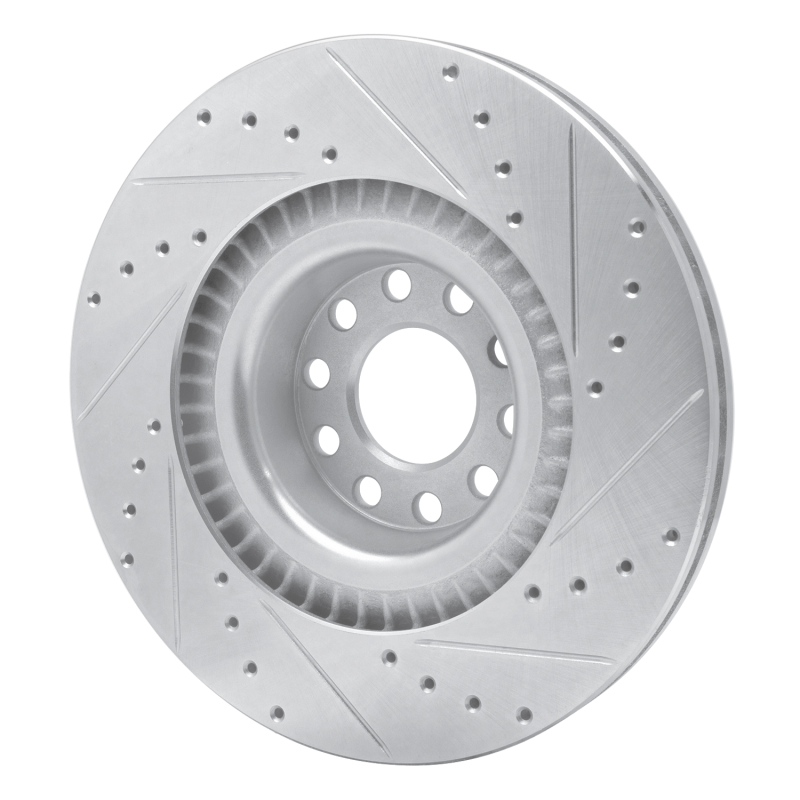Audi S8 Brake Rotor (1) - Front Left - DFC - Drilled & Slotted - Silver - `01-`03