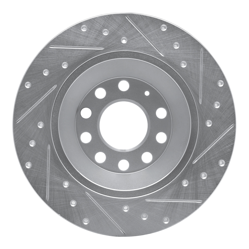 Audi A6 Brake Rotor (1) - Rear Left - DFC - Drilled & Slotted - Silver - `05-`11