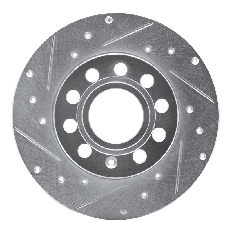 Audi A3 Brake Rotor (1) - Rear Left - DFC - Drilled & Slotted - Silver - `05-`13