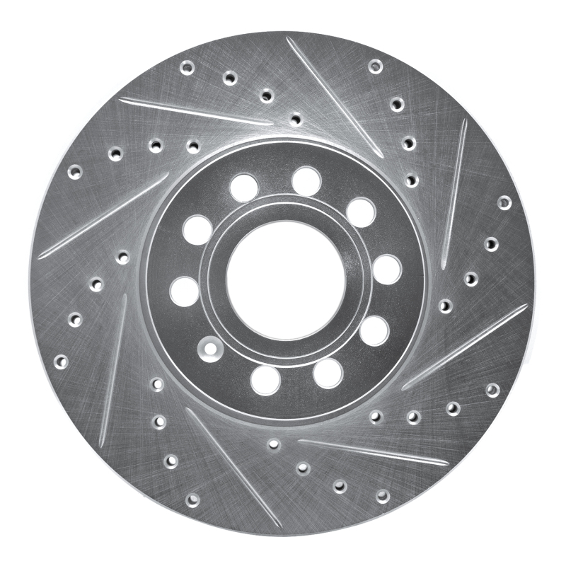 Audi A3 Brake Rotor (1) - Front Right - DFC - Drilled & Slotted - Silver - `05-`25