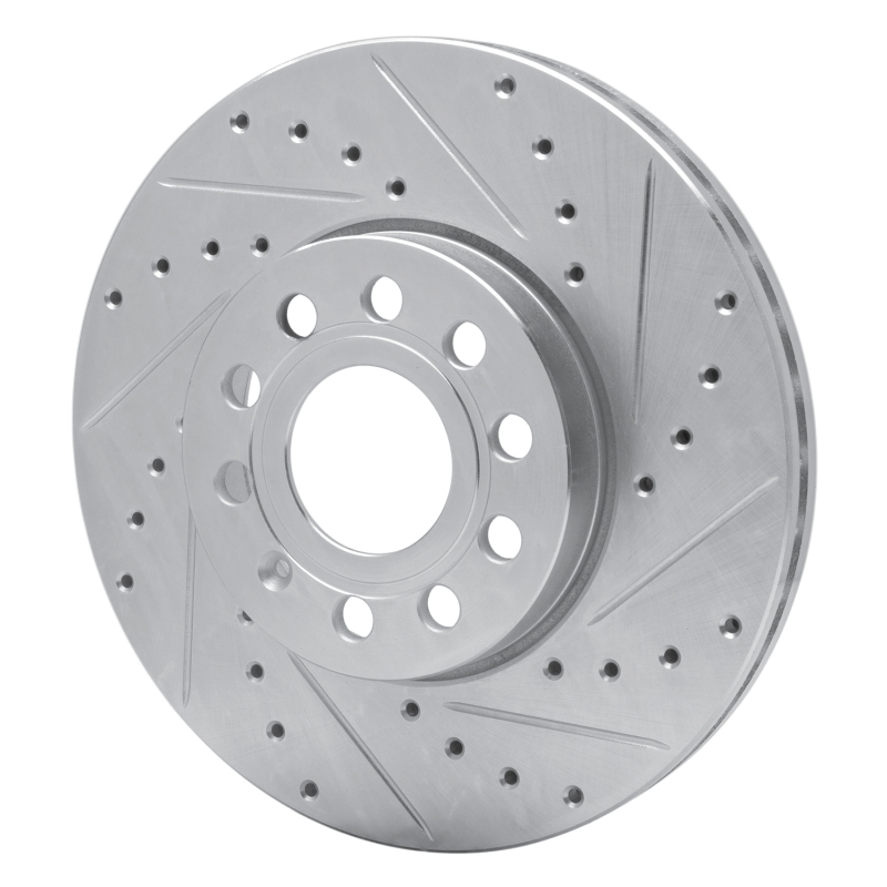 Audi A3 Brake Rotor (1) - Front Right - DFC - Drilled & Slotted - Silver - `05-`25