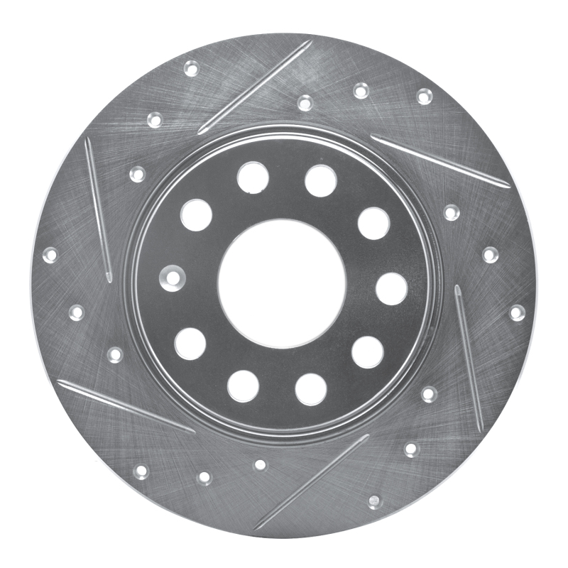 Audi A3 Quattro Brake Rotor (1) - Rear Left - DFC - Drilled & Slotted - Silver - `05-`25