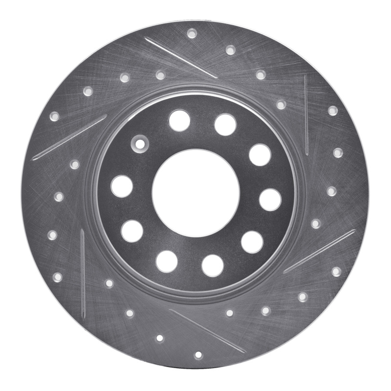 Audi A3 Quattro Brake Rotor (1) - Rear Right - DFC - Drilled & Slotted - Silver - `05-`25