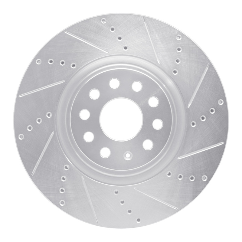 Audi S3 Brake Rotor (1) - Front Right - DFC - Drilled & Slotted - Silver - `12-`25