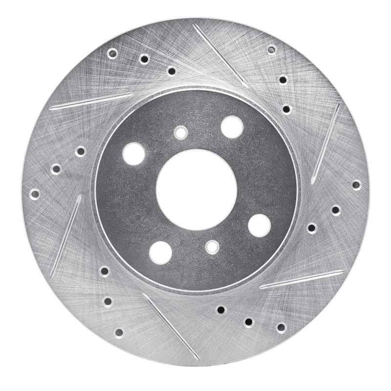 Chevrolet Prizm Brake Rotor (1) - Front Right - DFC - Drilled & Slotted - Silver - `93-`02