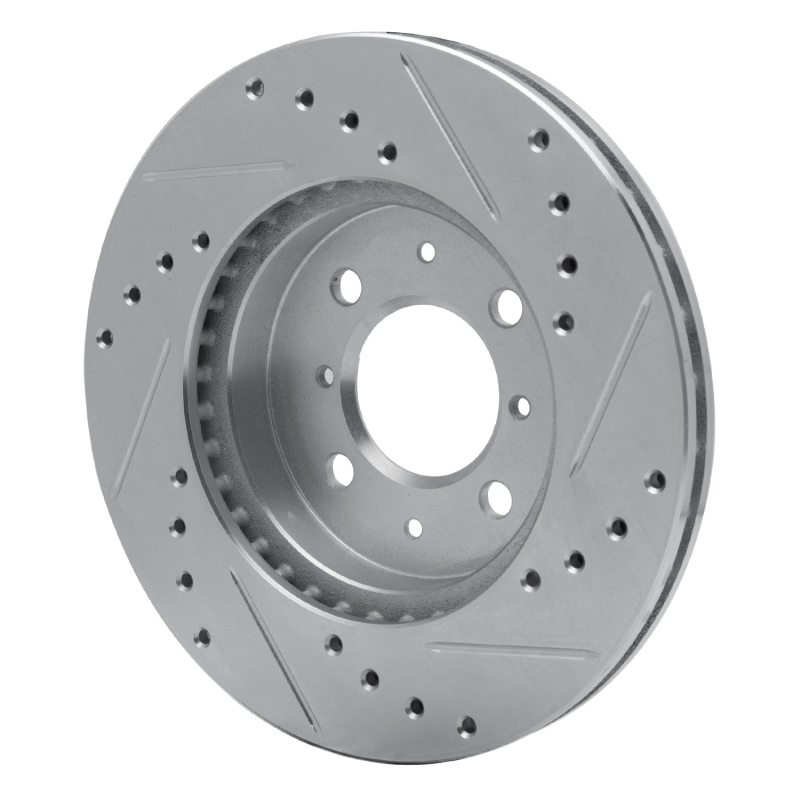 Ford Ka Brake Rotor (1) - Front Left - DFC - Drilled & Slotted - Silver - `96-`15