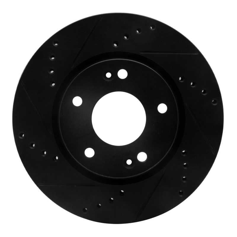 Hyundai Santa Fe Brake Rotor (1) - Front Left - DFC - Drilled & Slotted - Black - `01-`05