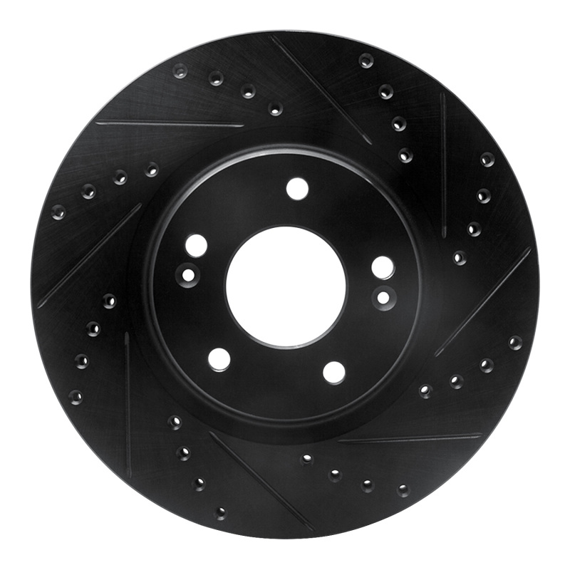 Hyundai Kona EV Brake Rotor (1) - Front Right - DFC - Drilled & Slotted - Black - `20-`25