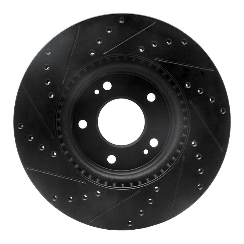 Hyundai Kona EV Brake Rotor (1) - Front Right - DFC - Drilled & Slotted - Black - `20-`25