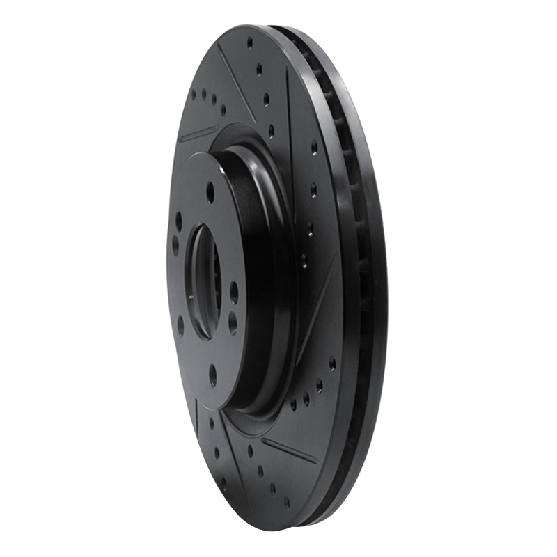 Hyundai Kona EV Brake Rotor (1) - Front Right - DFC - Drilled & Slotted - Black - `20-`25