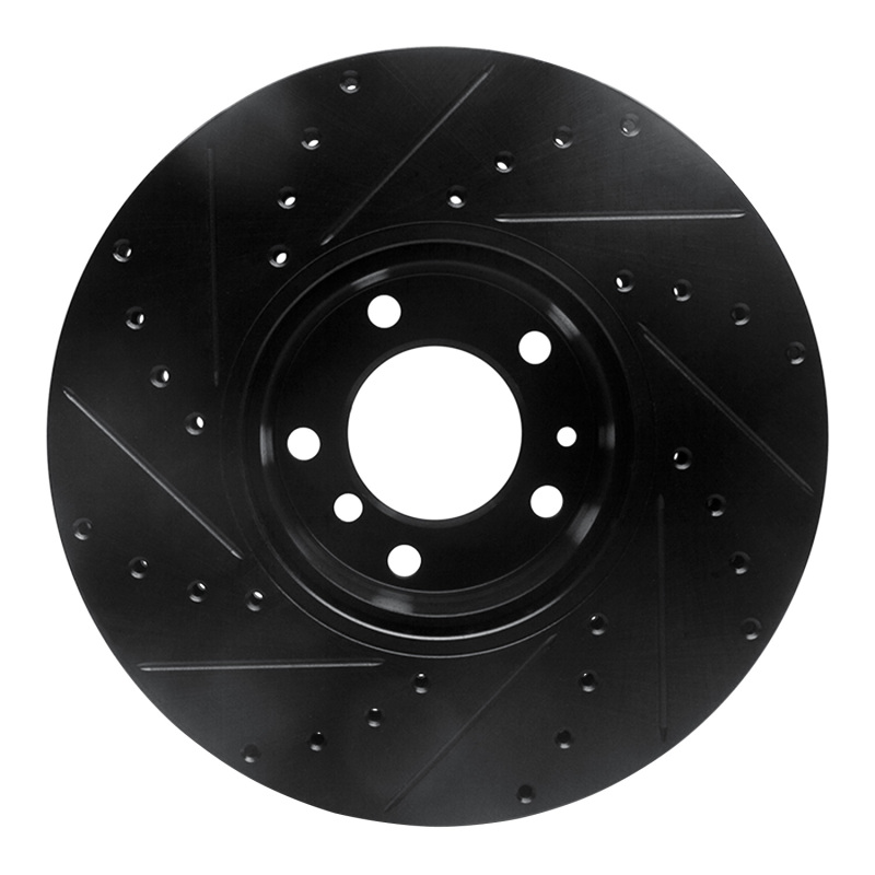 BMW 740iL Brake Rotor (1) - Front Right - DFC - Drilled & Slotted - Black - `91-`01