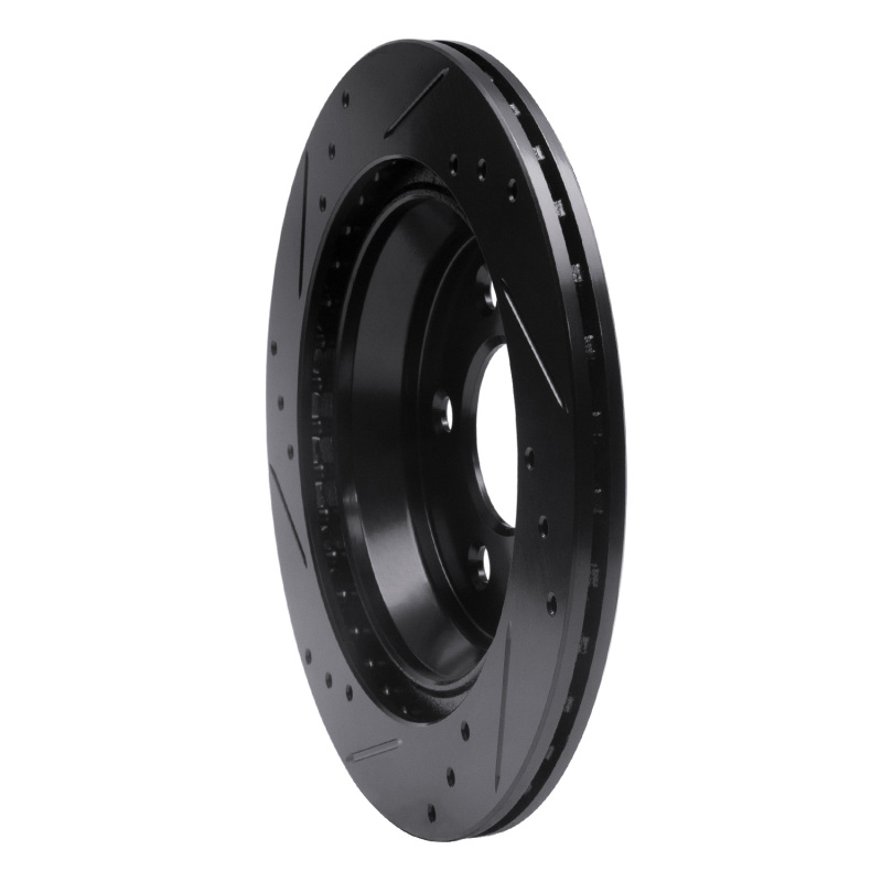 Ford Mustang Brake Rotor (1) - Rear Right - DFC - Drilled & Slotted - Black - `94-`04