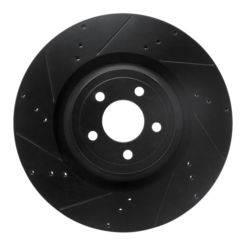 Ford Mustang Brake Rotor (1) - Front Left - DFC - Drilled & Slotted - Black - `15-`23