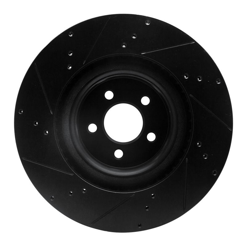 Ford Mustang Brake Rotor (1) - Front Right - DFC - Drilled & Slotted - Black - `15-`23