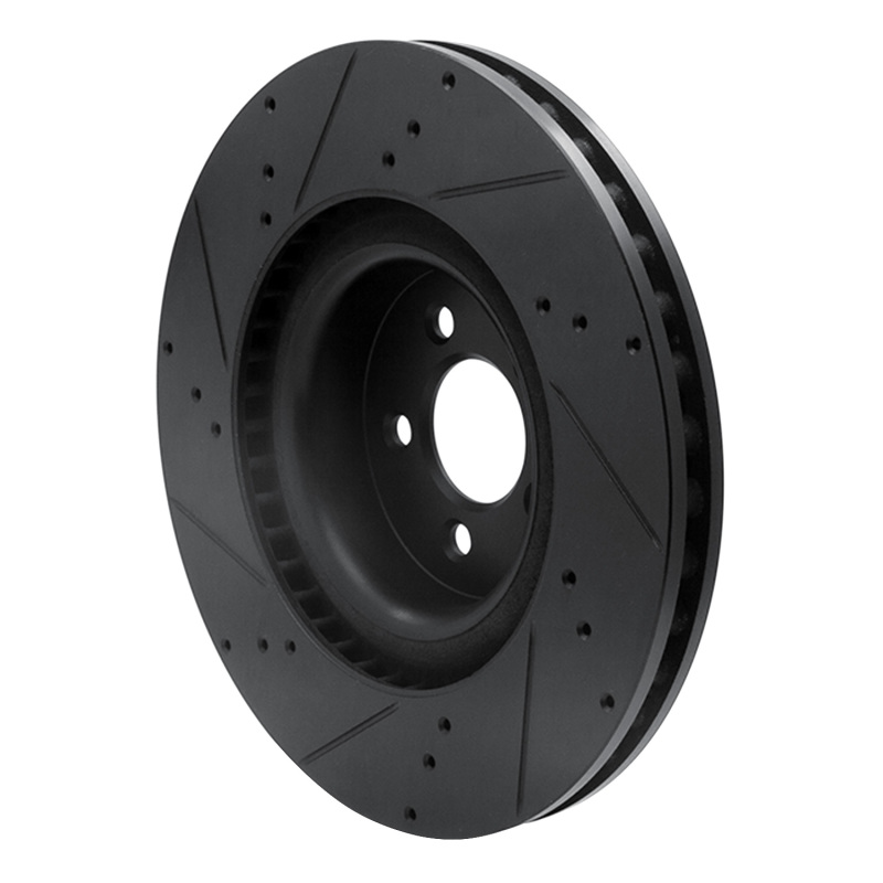 Ford Mustang Brake Rotor (1) - Front Right - DFC - Drilled & Slotted - Black - `15-`23