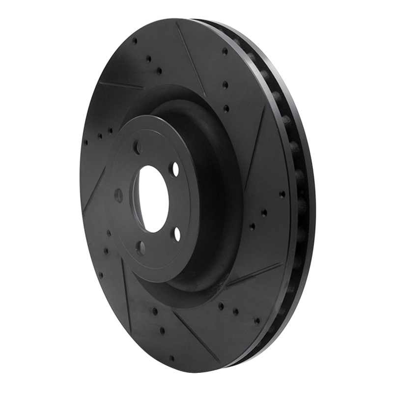 Ford Mustang Brake Rotor (1) - Front Right - DFC - Drilled & Slotted - Black - `15-`23