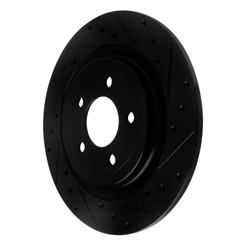 Ford Mustang Brake Rotor (1) - Rear Right - DFC - Drilled & Slotted - Black - `20-`25