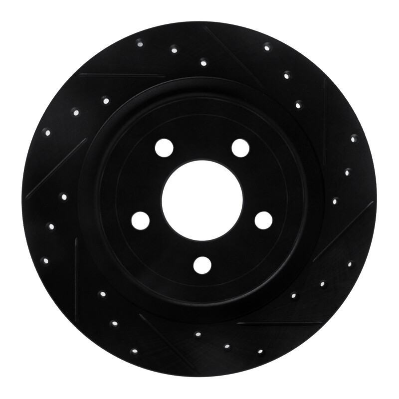 Ford Mustang Brake Rotor (1) - Rear Right - DFC - Drilled & Slotted - Black - `20-`25