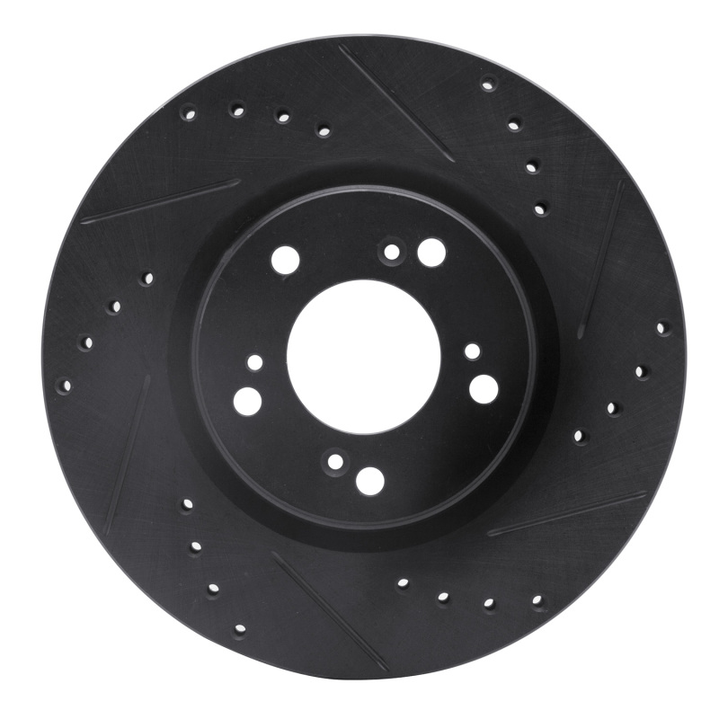 Honda S2000 Brake Rotor (1) - Front Right - DFC - Drilled & Slotted - Black - `00-`09