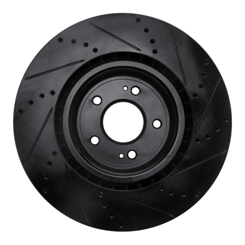 Mitsubishi Lancer Brake Rotor (1) - Front Left - DFC - Drilled & Slotted - Black - `08-`15